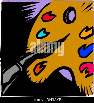 Palette mit Pinsel Stock Vektor