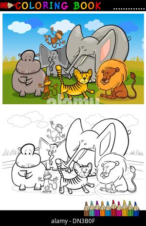 afrikanische Wildtiere Cartoon für Malbuch Stock Vektor