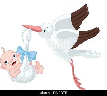 Storch und Baby Boy Stock Vektor