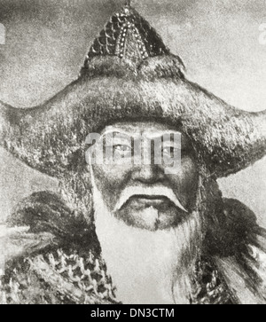 Dschingis Khan (1162-1227). Mogol Kaiser. Gravur. Stockfoto