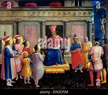 St. Cosmas und St. Damian vor Lisius von Cosmas Fra Angelico 1387-1455 Italien Italienisch Stockfoto