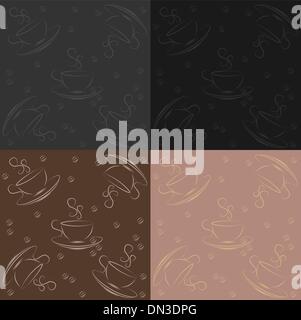 Satz von seamless pattern mit Tasse Kaffee Stock Vektor
