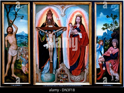 Triptychon der Heiligen Dreifaltigkeit und Maria mit Kind von flämischen Belgien Belgien Quinten Massys (1466-1530) Stockfoto