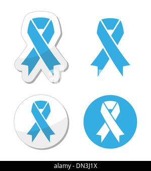 Blue Ribbon - prosate Krebs, Kindheit-Krebs-Aweresness-symbol Stock Vektor