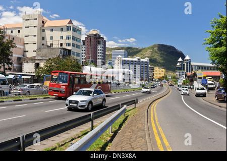 Die Autobahn (M2) Trog Caudan Waterfront in Port Louis, Mauritius. Stockfoto