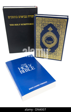 Eine Tora, eine Qu'ran und eine Heilige Bibel Stockfoto