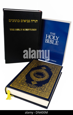 Eine Tora, eine Qu'ran und eine Heilige Bibel Stockfoto