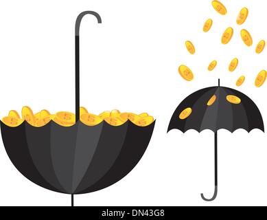 Sonnenschirm und Münzen Stock Vektor