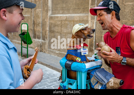 Straße Entertainer und Tourist, Alt-Havanna, Havanna, Kuba Stockfoto
