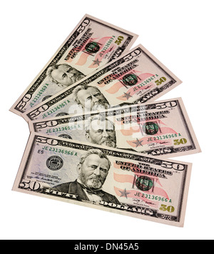 USA-Dollar Cash auf weiß Stockfoto