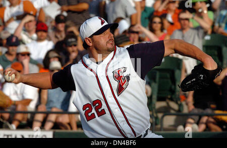 16. Juni 2006; Round Rock, Texas, USA; ROGER CLEMENS löst einen Stellplatz im 1. Inning gegen die New Orleans Zephyrs bei Dell Diamond Field in Round Rock. Obligatorische Credit: Foto von Delcia Lopez/San Antonio Express-News/ZUMA Press. (©) Copyright 2006 von San Antonio Express-News Stockfoto