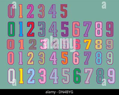 Anzahl Stickerei-Abzeichen-Vektorgrafiken Stock Vektor