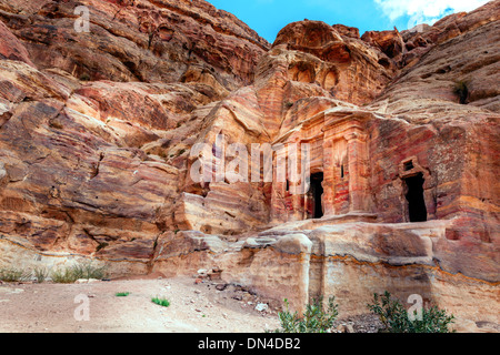 Gräber in Petra, Jordanien Stockfoto