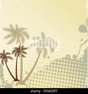 Sommer Hintergrund mit Grunge Strand Palmen Stock Vektor