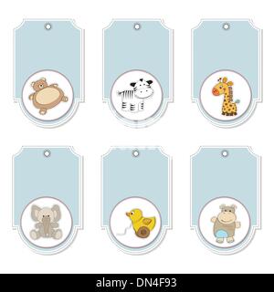 Cartoon-Tiere-Etiketten-Satz Stock Vektor