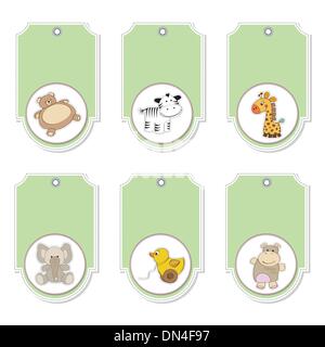 Cartoon-Tiere-Etiketten-Satz Stock Vektor