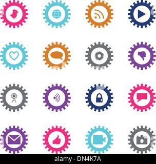 Soziale Technik und Medien-Icon-set Stock Vektor