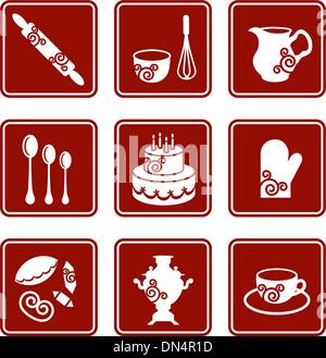 Satz von Küche Symbole Stock Vektor