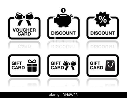 Gutschein, Geschenk, Rabatt Karte Vektor-Icons set Stock Vektor