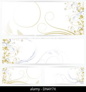 Satz von horizontalen Banner mit Blumen Stock Vektor