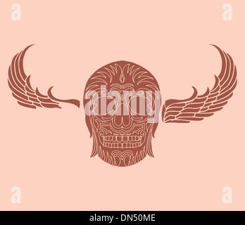Tribal Flügel und Schädel Vektorgrafiken Stock Vektor