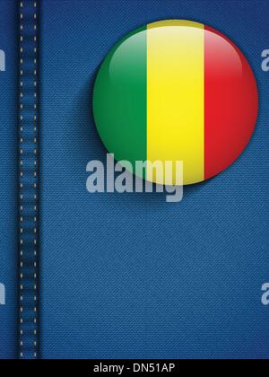 Mali Flagge Button in Jeans-Tasche Stock Vektor