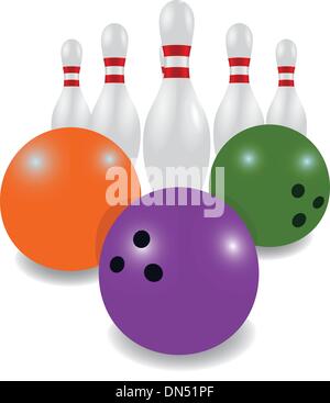 Bowling-Pins und Bowling-Kugeln Stock Vektor