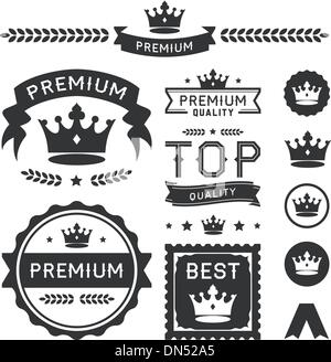 Premium-Krone Abzeichen & Vektor-Element-Kollektion Stock Vektor