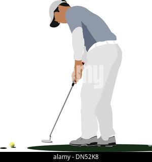 Golfer schlagen Kugel mit Eisen Club. Vektor-illustration Stock Vektor