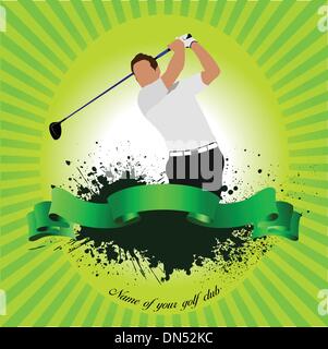 Golfer schlagen Kugel mit Eisen Club. Vektor-illustration Stock Vektor