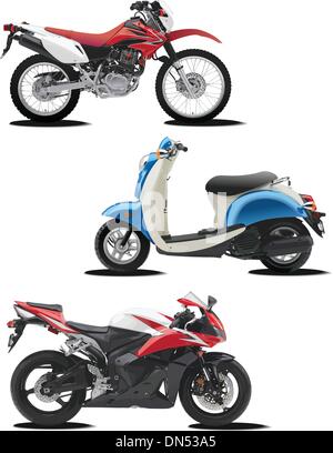 Drei Vektor-Illustrationen von Motorrad. Hilfe für Designer Stock Vektor