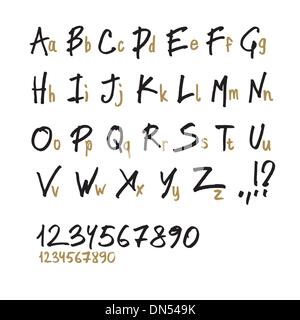 Hand gezeichneten Buchstaben in zwei Gesichter (Majuskeln und Minuskeln). Stock Vektor