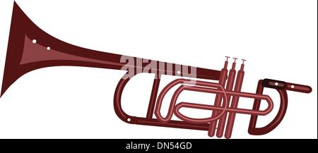 Eine musikalische Trompete auf dunklen braunen Hintergrund Stock Vektor