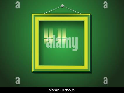 Retro-Bilderrahmen auf grüne Wand Stock Vektor
