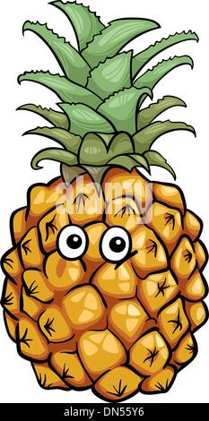 lustige Ananas Frucht Cartoon illustration Stock Vektor