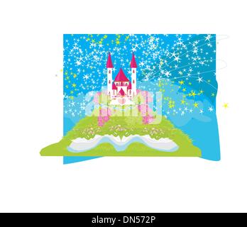 Magische Welt der Märchen, Märchenschloss aus dem Buch erscheinen Stock Vektor