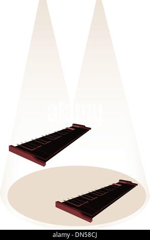 Zwei Retro-Xylophon auf Hintergrund braun Bühne Stock Vektor