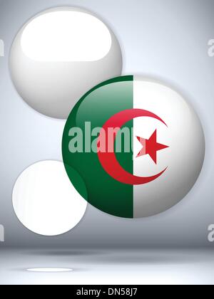 Algerien Fahne glänzend Knopf Stock Vektor