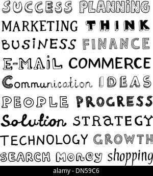 Handgezeichnete Geschäft Wörter Stock Vektor