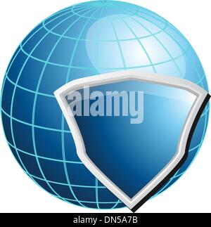 Globus und Schild Stock Vektor