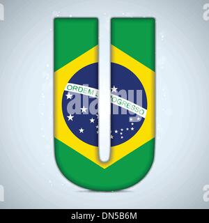 Brasilien Flagge Brasilien Alphabet Buchstaben Wörter Stock Vektor
