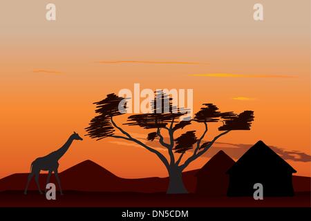 Sonnenuntergang in Afrika Stock Vektor