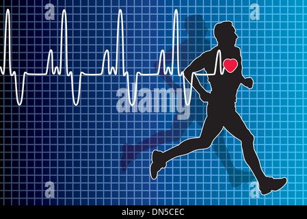 Herzschlag und laufende Mann Stock Vektor