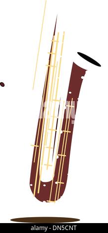 Eine musikalische Bass Saxophon auf dunklen braunen Hintergrund Stock Vektor