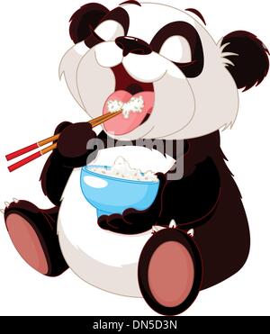 Niedlichen Panda essen Reis Stock Vektor