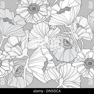 Nahtlose Blumenmuster. Hintergrund mit Mohn Blumen. Stock Vektor