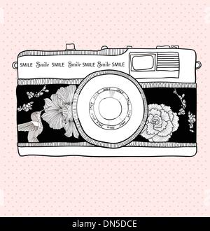 Hintergrund mit Retro-Kamera. Vektor-Illustration. Foto-Kamera Stock Vektor