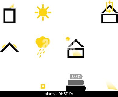 Passive house icons isolated on white ( black & yellow ) Stock Vektor
