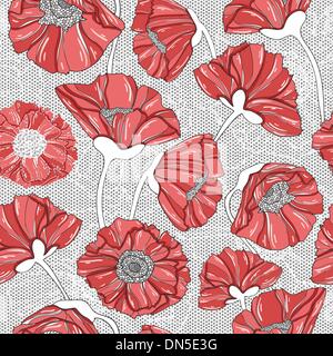nahtlose Mohn Blumenmuster Stock Vektor