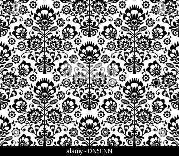 Nahtlose floralen Polnisch Muster in schwarz / weiß Stock Vektor